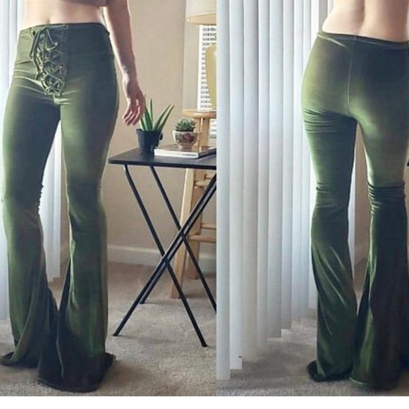 home cooked karma Pants - Maroon Velvet Flare Pants